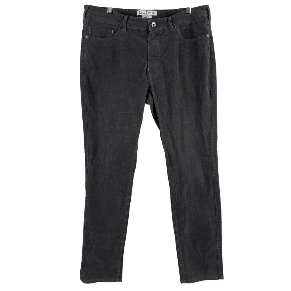 Boden Mens Slim Fit Corduroy Pants W36 L32 Gray 5 Pocket Stretch Cotton Cord